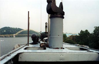 On the bridge, looking aft